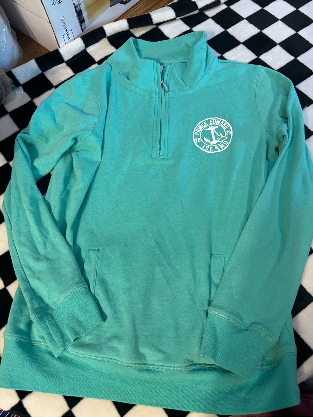Size small ladies Prince Edward Island half zip sweater pei